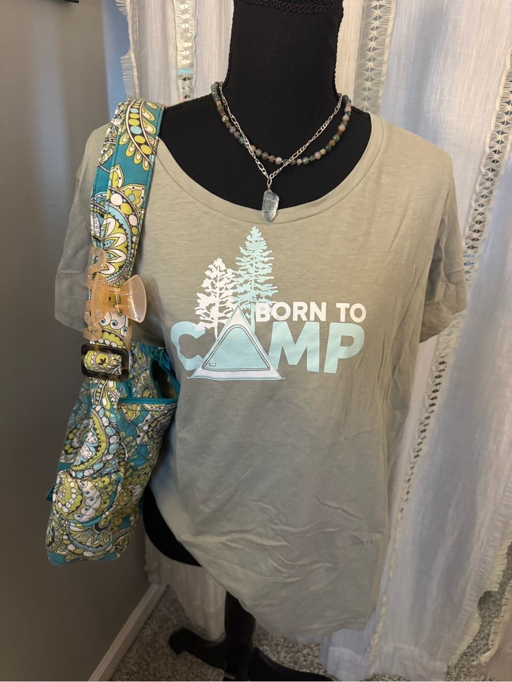Columbia Sage Green "Born to Camp" Womans Short-Sleeve Tee
